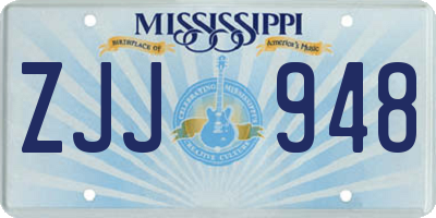 MS license plate ZJJ948
