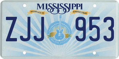 MS license plate ZJJ953