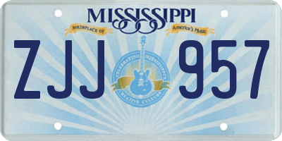 MS license plate ZJJ957