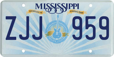 MS license plate ZJJ959