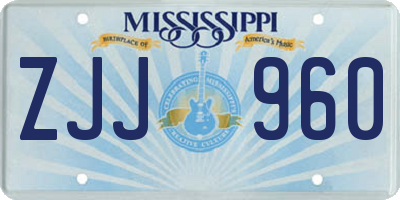 MS license plate ZJJ960