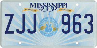MS license plate ZJJ963