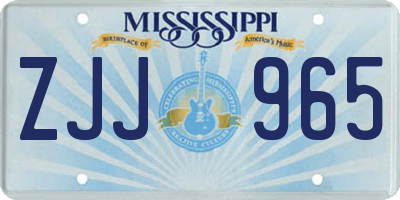 MS license plate ZJJ965