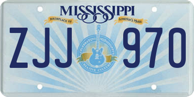 MS license plate ZJJ970