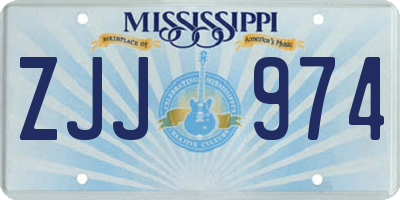 MS license plate ZJJ974