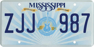 MS license plate ZJJ987