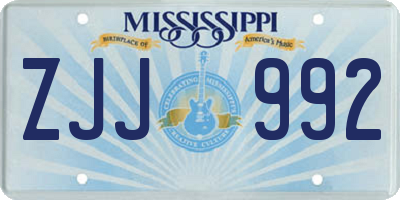MS license plate ZJJ992