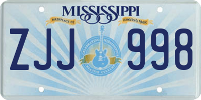 MS license plate ZJJ998