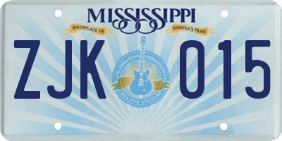 MS license plate ZJK015