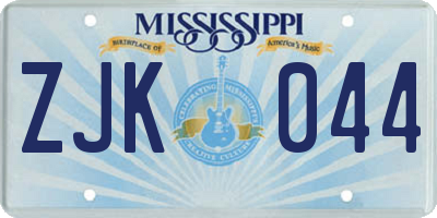MS license plate ZJK044