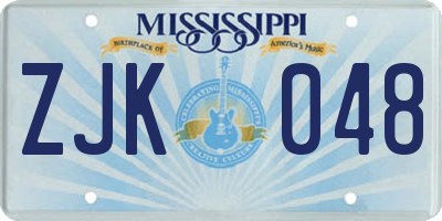 MS license plate ZJK048