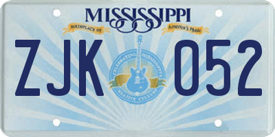 MS license plate ZJK052