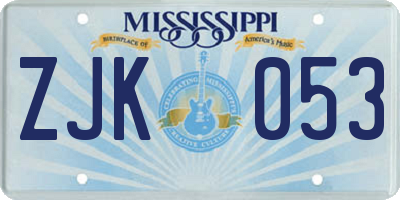 MS license plate ZJK053