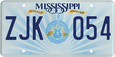 MS license plate ZJK054