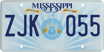 MS license plate ZJK055