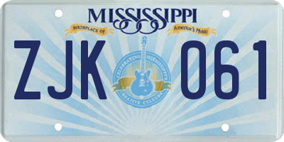 MS license plate ZJK061