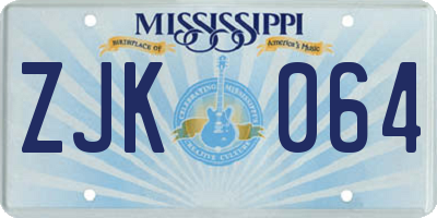 MS license plate ZJK064