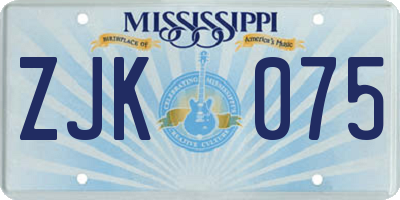 MS license plate ZJK075