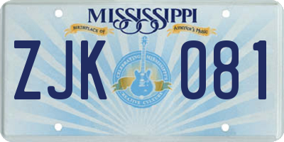 MS license plate ZJK081