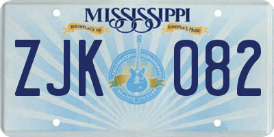 MS license plate ZJK082