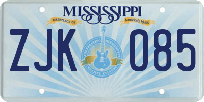 MS license plate ZJK085