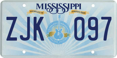 MS license plate ZJK097