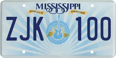 MS license plate ZJK100