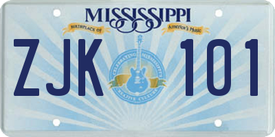 MS license plate ZJK101