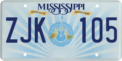 MS license plate ZJK105
