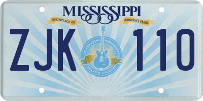 MS license plate ZJK110