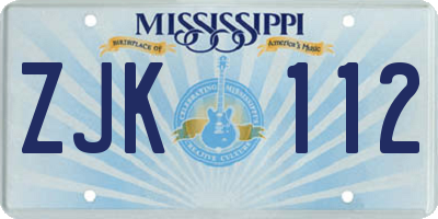 MS license plate ZJK112