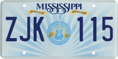 MS license plate ZJK115