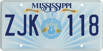 MS license plate ZJK118