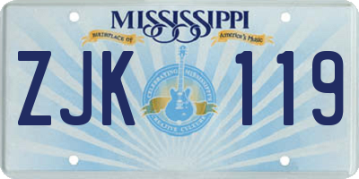 MS license plate ZJK119