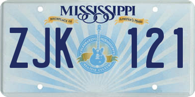 MS license plate ZJK121