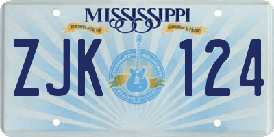 MS license plate ZJK124