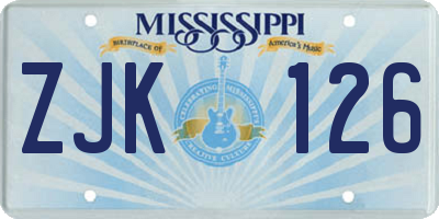 MS license plate ZJK126