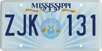 MS license plate ZJK131