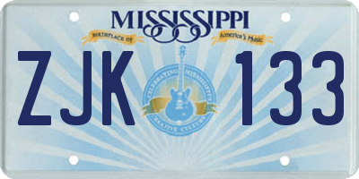 MS license plate ZJK133