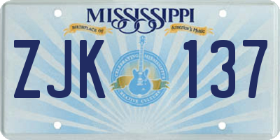 MS license plate ZJK137