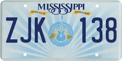 MS license plate ZJK138