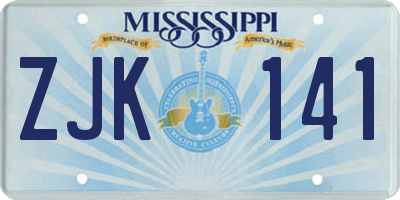 MS license plate ZJK141