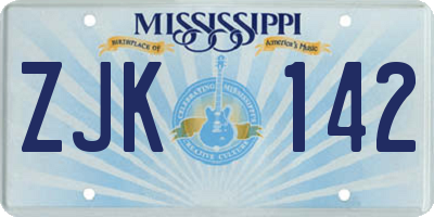 MS license plate ZJK142