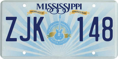 MS license plate ZJK148