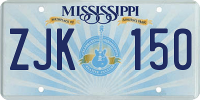 MS license plate ZJK150