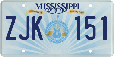 MS license plate ZJK151
