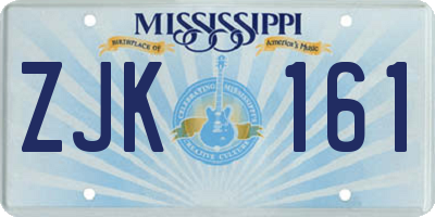 MS license plate ZJK161