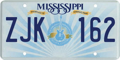 MS license plate ZJK162