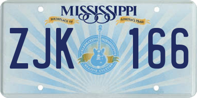 MS license plate ZJK166