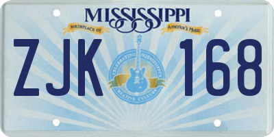 MS license plate ZJK168